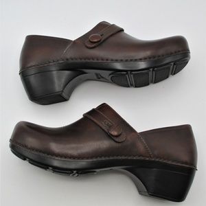 DANSKO Brown LEATHER Cross Strap COMFORT CLOGS  41